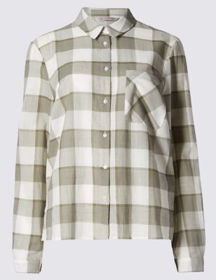 Loose Fit Pure Cotton Boxy Checked Shirt